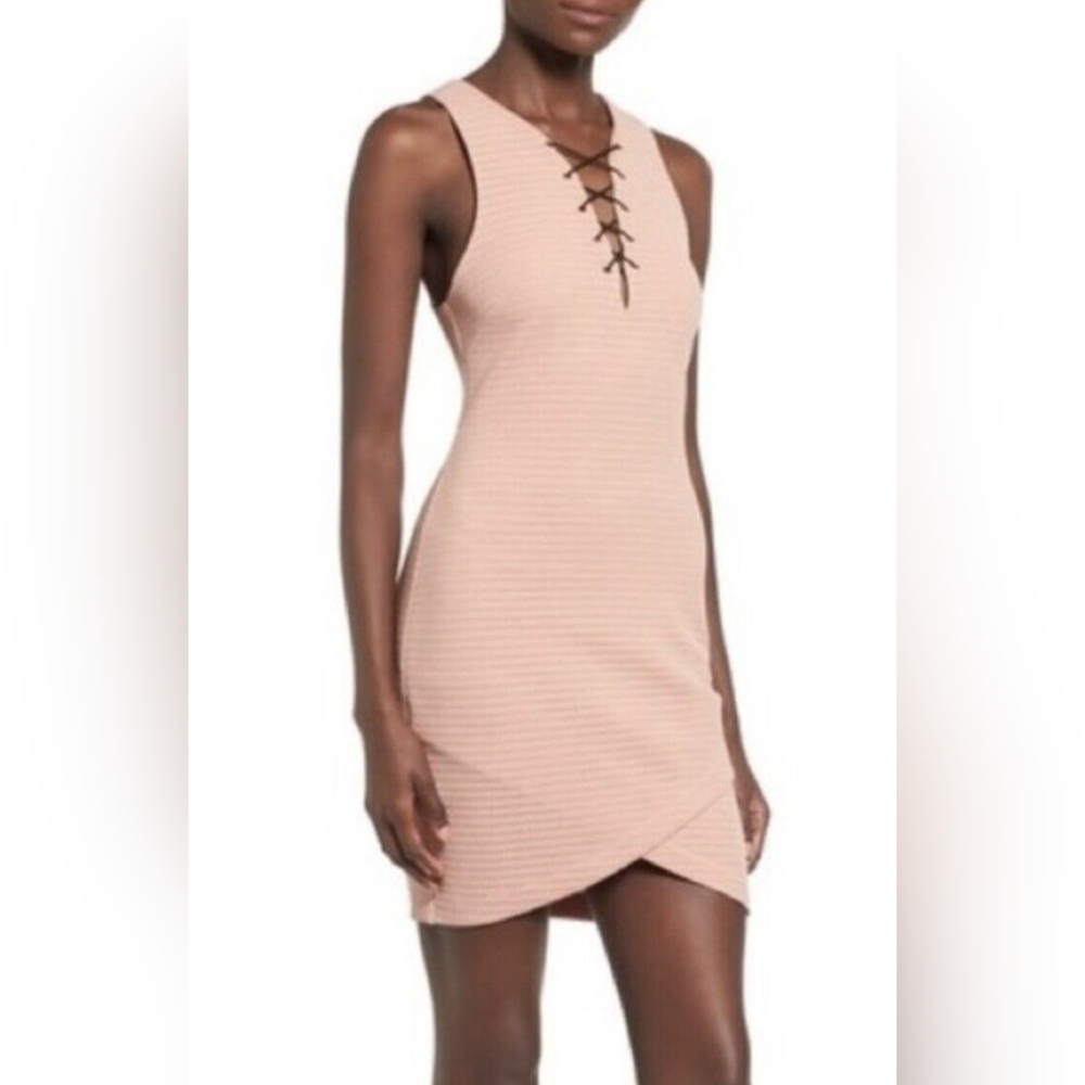 ASTR The Label Lace Up Bodycon Tulip Hem The Label Dress Size L